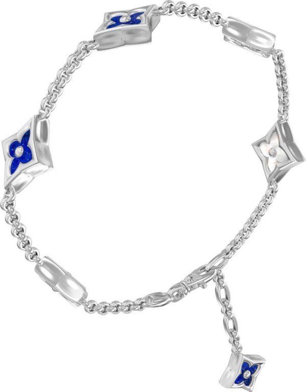 Браслет из белого золота c лазуритом и перламутром