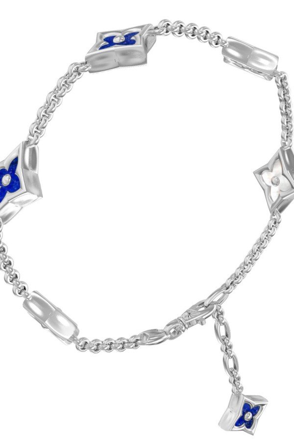 Браслет из белого золота c лазуритом и перламутром