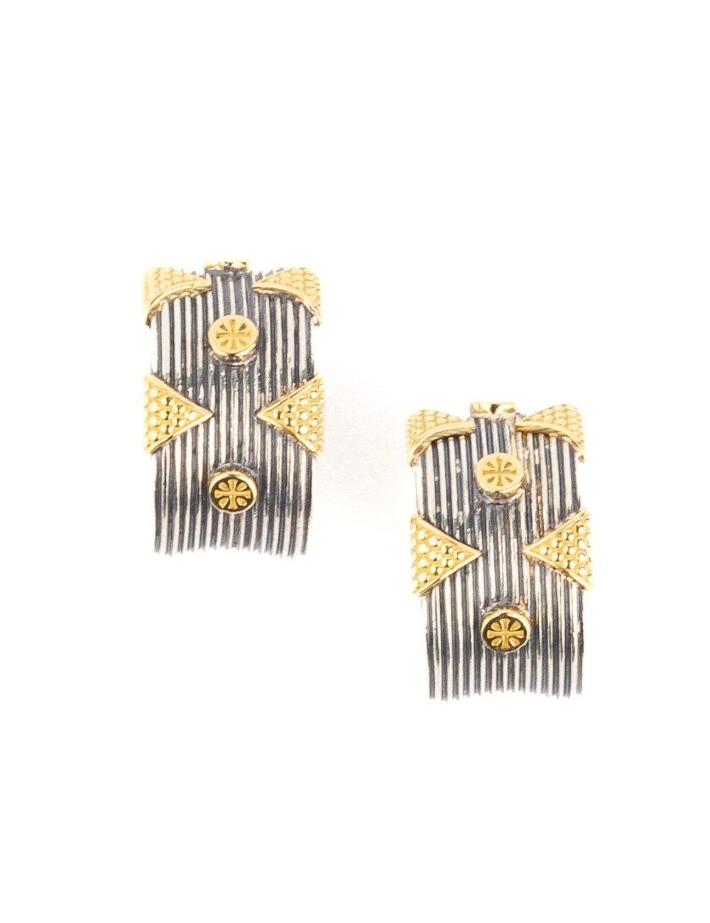 Серьги из серебра и золота c рубином