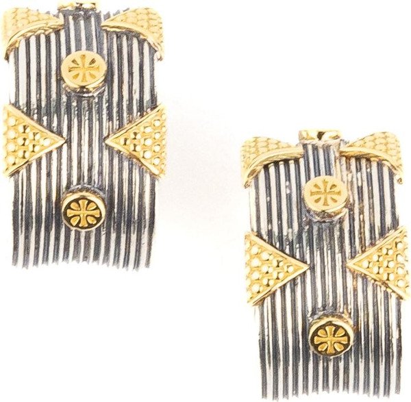 Серьги из серебра 925 пробы и золота 750 пробы c рубином