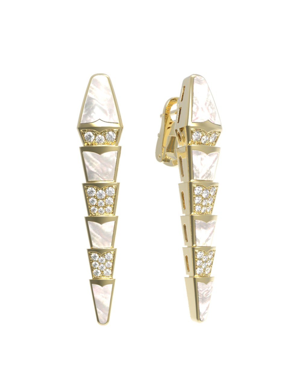 Серьги из лимонного золота c бриллиантами и перламутром