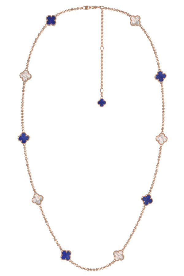 Колье из золота c лазуритом и перламутром