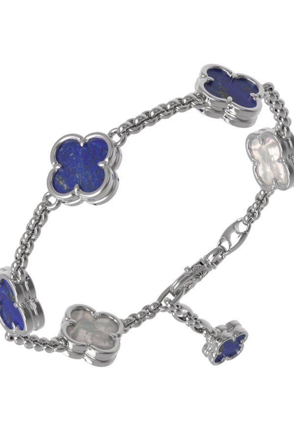 Браслет из белого золота c лазуритом и перламутром