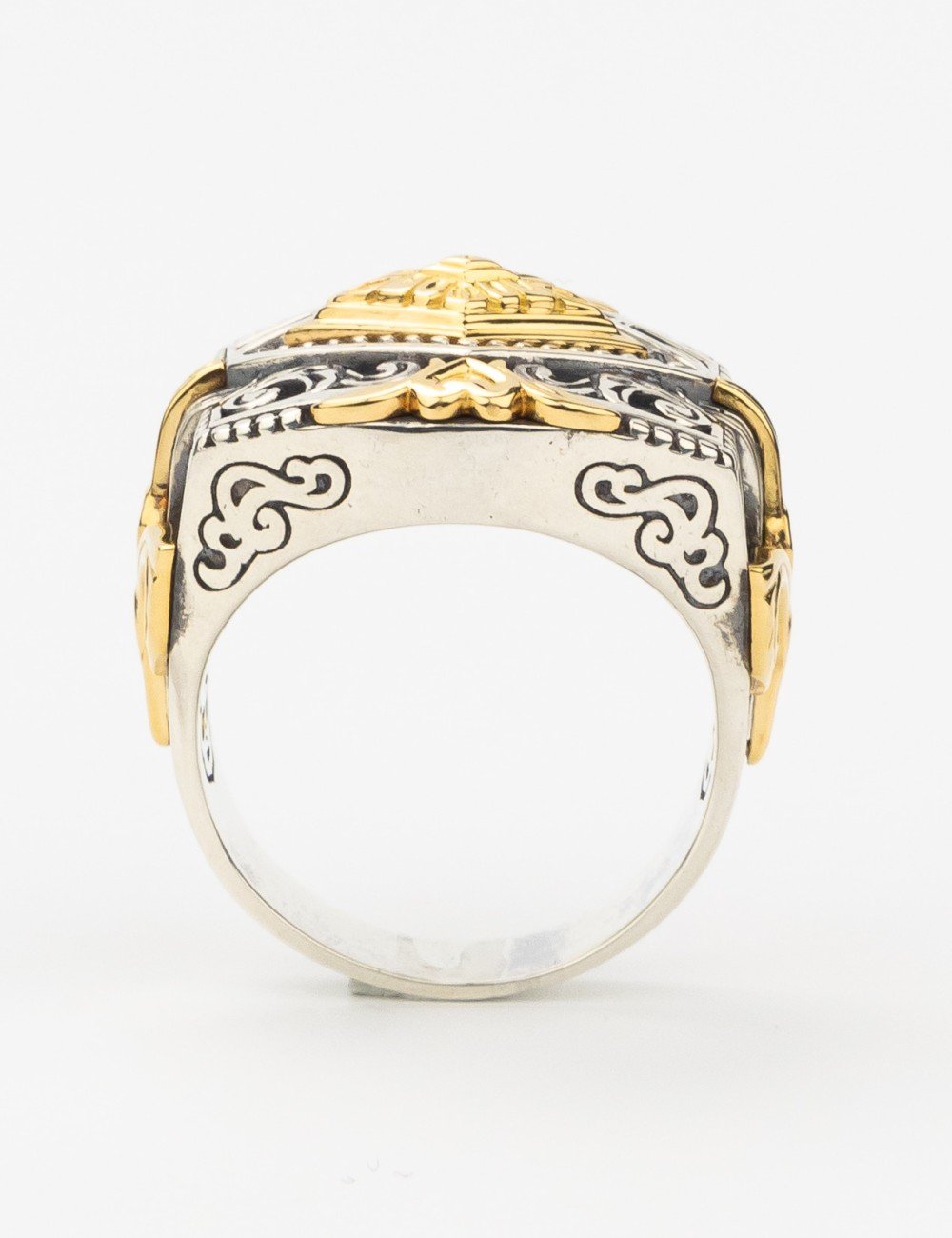 Кольцо из серебра и золота c рубином