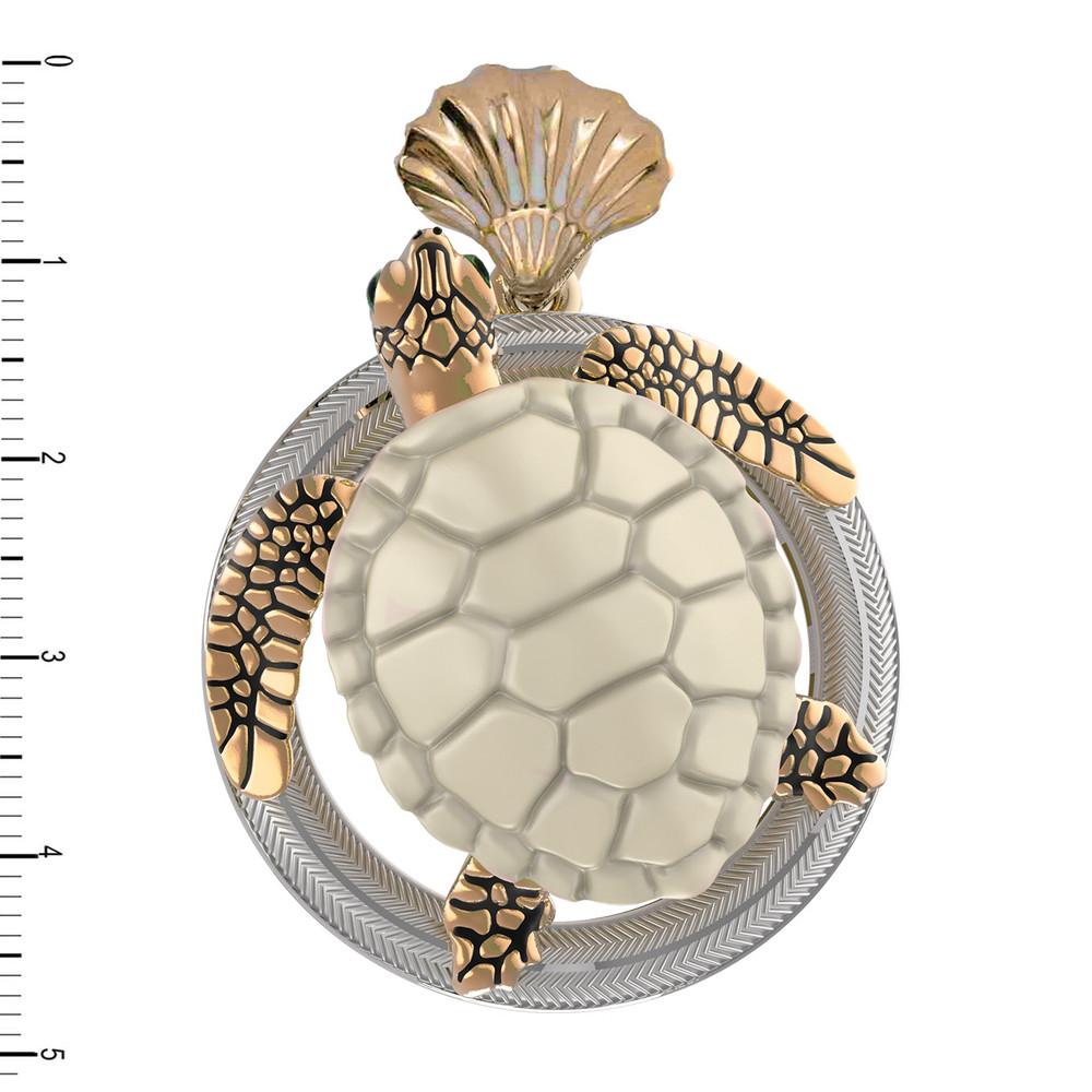 Подвеска из красного золота 585 пробы c эмалью и бивнем мамонта