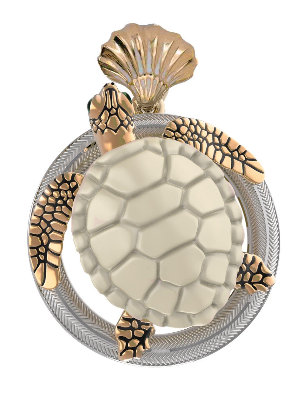 Подвеска из золота c эмалью и бивнем мамонта