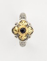 Кольцо из серебра и золота c сапфиром и рубином