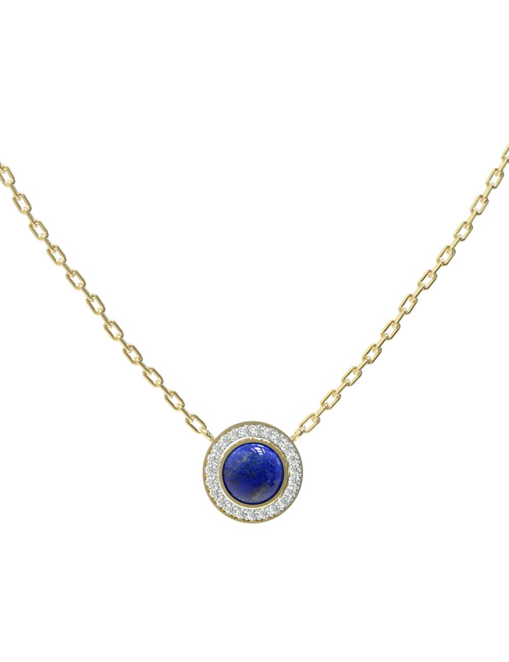 Колье из лимонного золота c бриллиантами и лазуритом