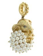 Подвеска из лимонного золота c эмалью и жемчугом