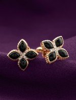 Серьги из золота c бриллиантами и ониксом