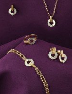 Серьги из лимонного золота c бриллиантами и перламутром