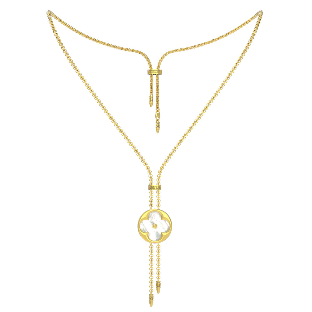 Колье из лимонного золота 585 пробы c лазуритом и перламутром