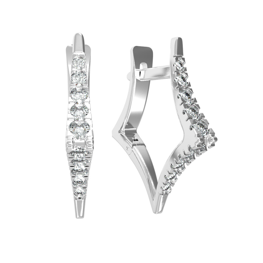 Серьги из белого золота 585 пробы c бриллиантами