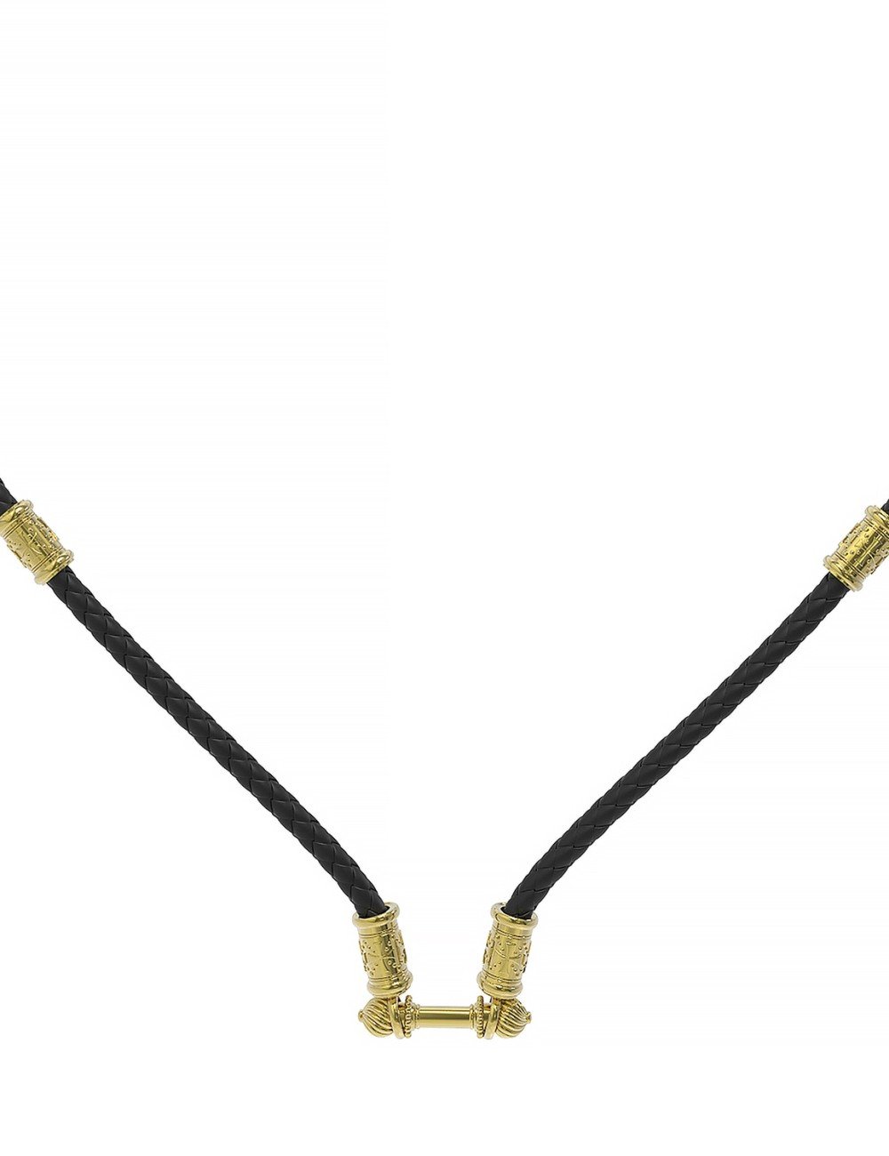 Гайтан из лимонного золота c кожаным шнурком