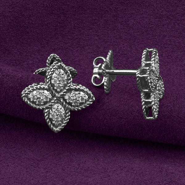 Серьги из белого золота 585 пробы c бриллиантами