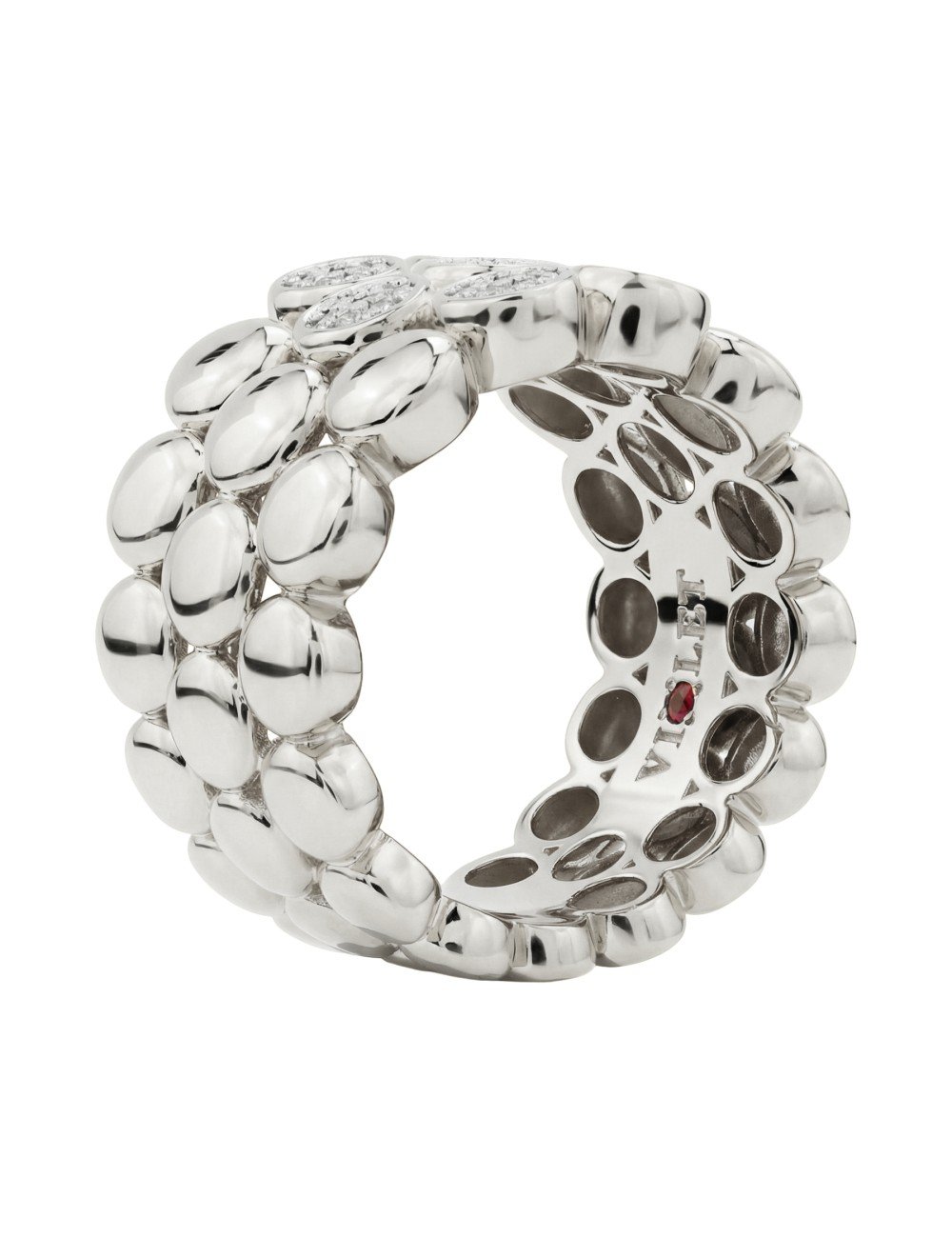 Кольцо из белого золота c бриллиантами и рубином