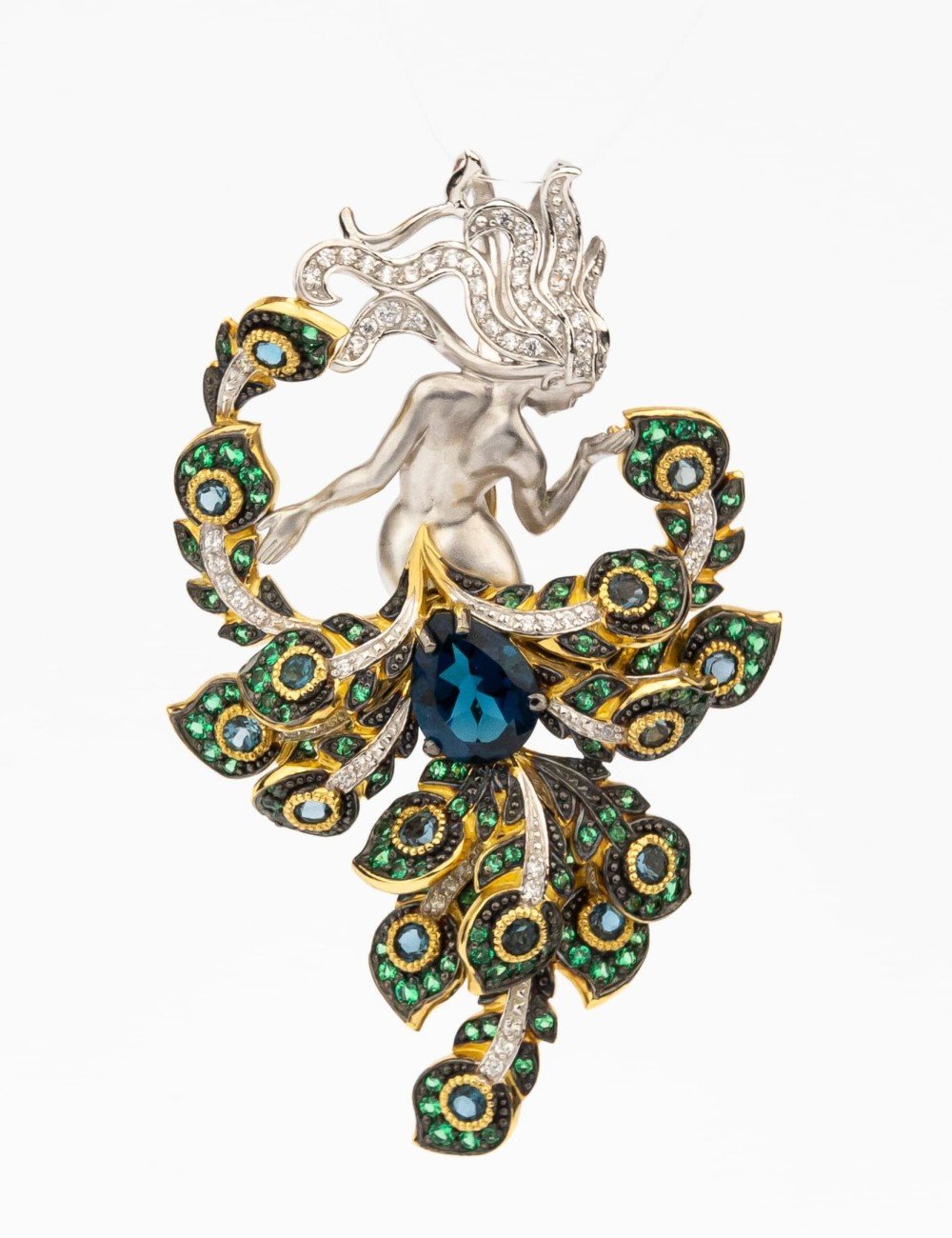 Брошь из лимонного золота c фианитом и топазом London