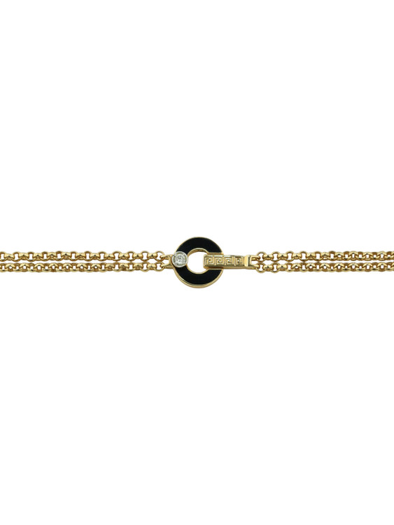 Браслет из лимонного золота 585 пробы c бриллиантами и ониксом