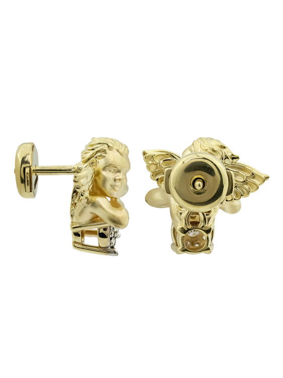 Серьги из лимонного золота 585 пробы c бриллиантами