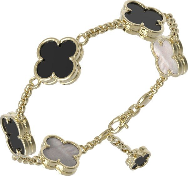 Браслет из лимонного золота c ониксом и перламутром