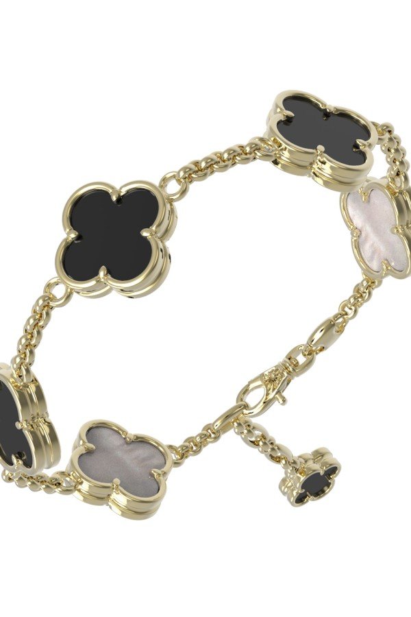 Браслет из лимонного золота c ониксом и перламутром