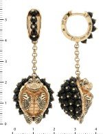 Серьги из золота 585 пробы c эмалью и ониксом