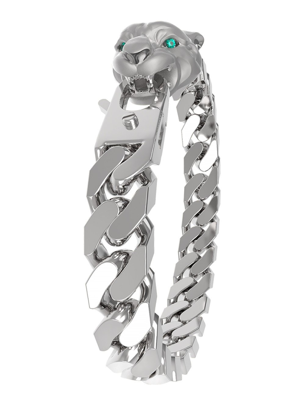 Браслет из белого золота c бриллиантами и изумрудом