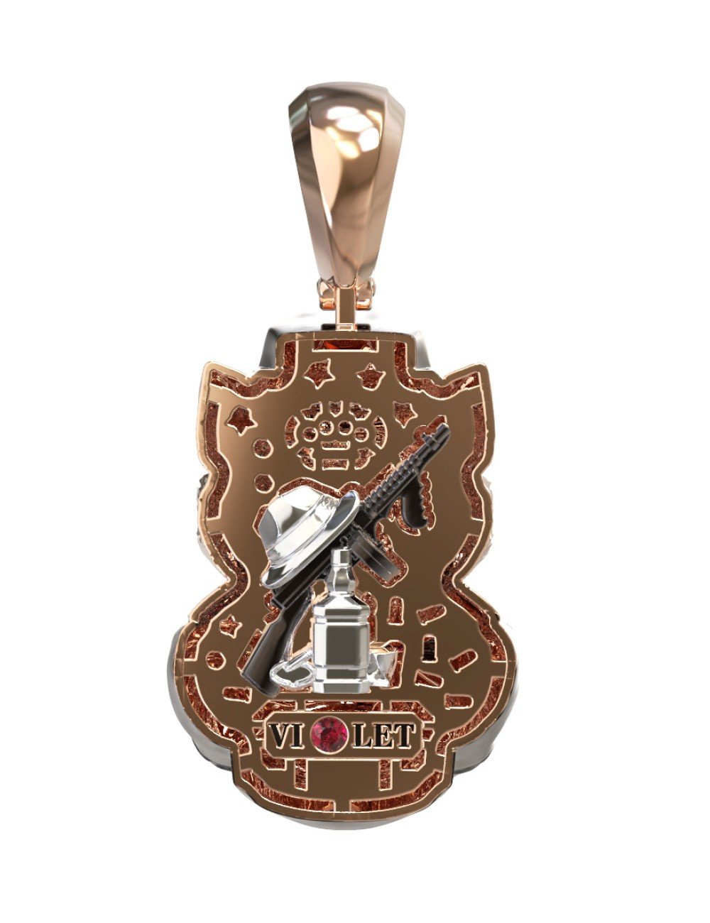 Подвеска из золота c эмалью, бриллиантами и рубином