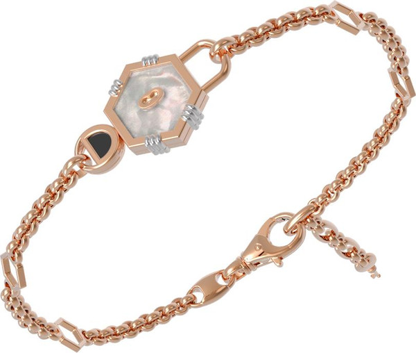 Браслет из красного золота 585 пробы c ониксом и перламутром