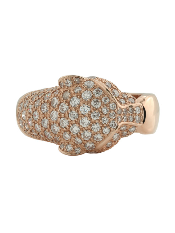 Кольцо из розового золота 585 пробы c бриллиантами, изумрудом и ониксом