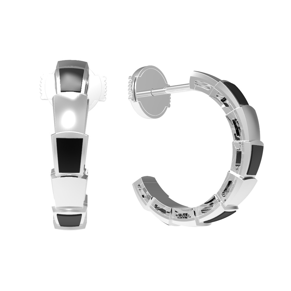 Серьги из белого золота 585 пробы c ониксом