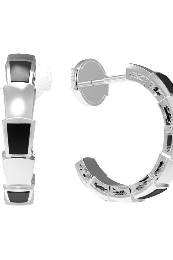 Серьги из белого золота c ониксом