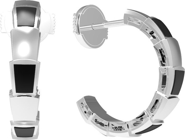 Серьги из белого золота 585 пробы c ониксом