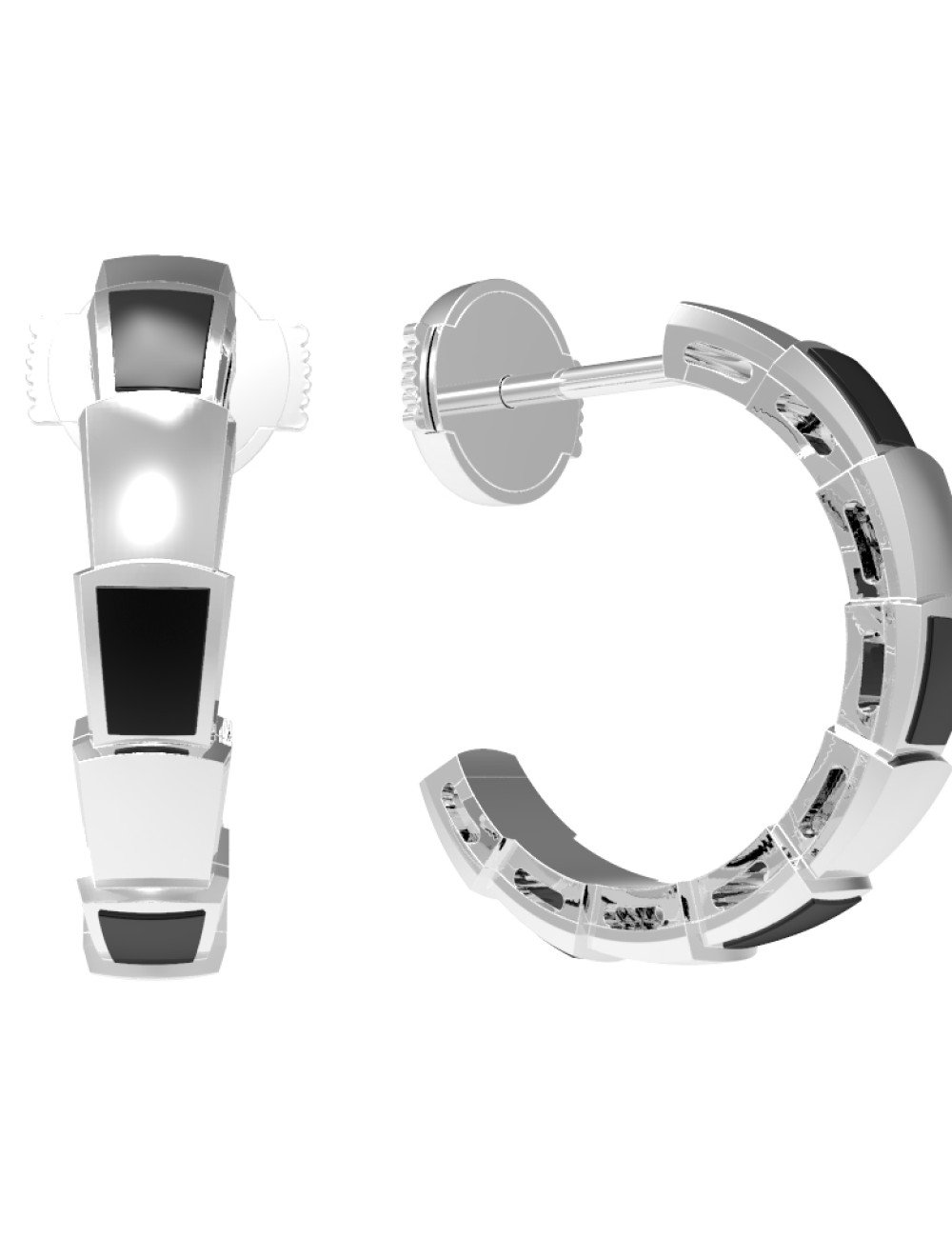 Серьги из белого золота c ониксом