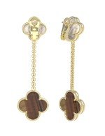 Серьги из лимонного золота c тигровым глазом и перламутром