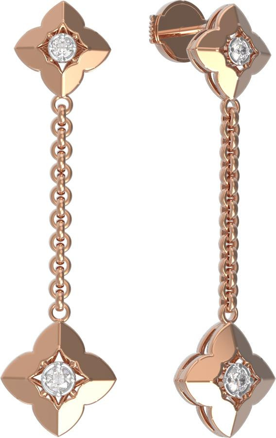 Серьги из красного золота 585 пробы c бриллиантами