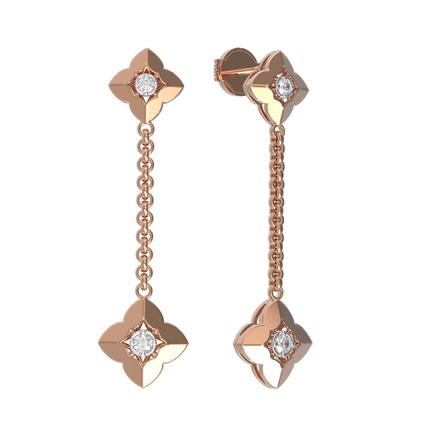 Серьги из красного золота 585 пробы c бриллиантами