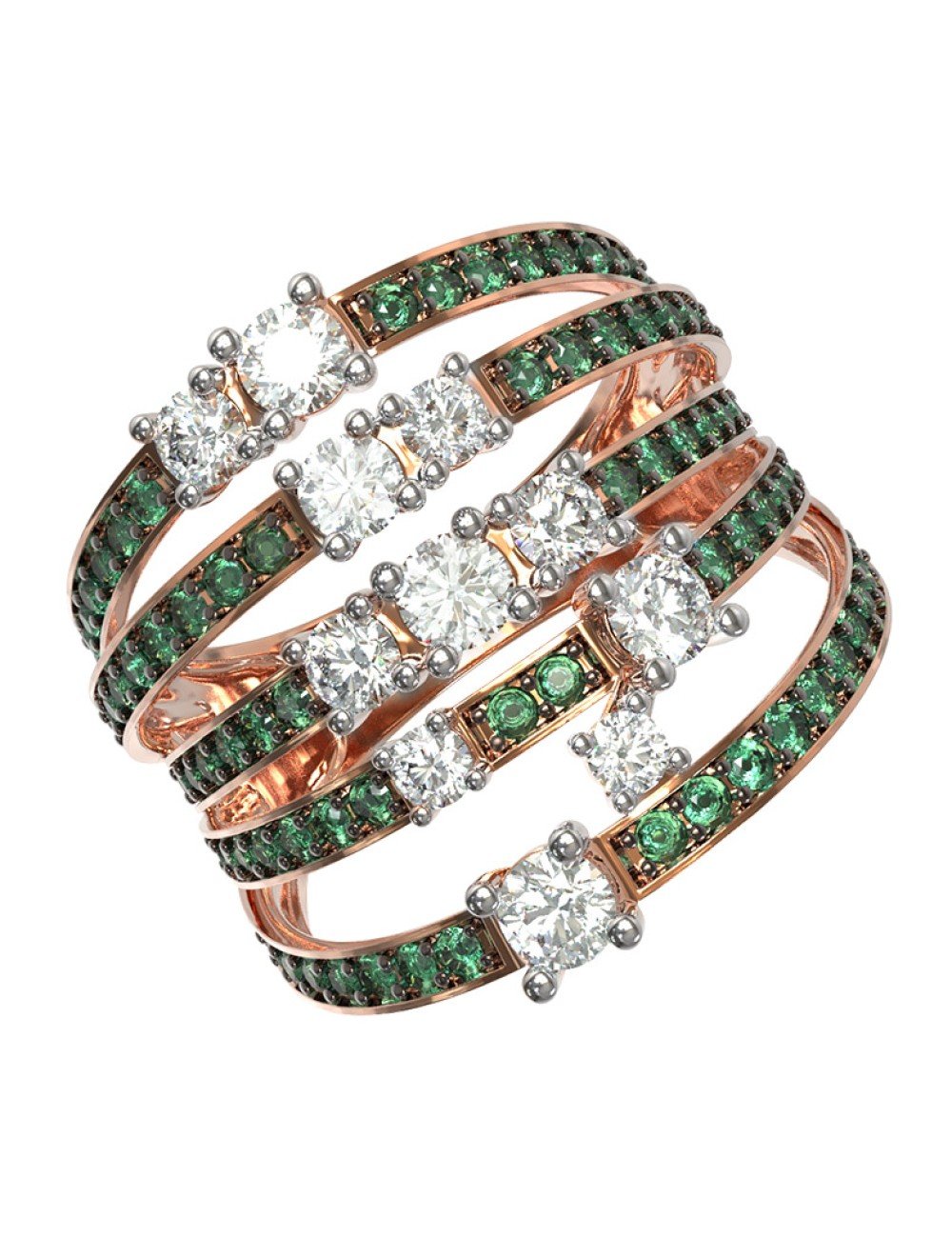 Кольцо из золота c бриллиантами и изумрудом