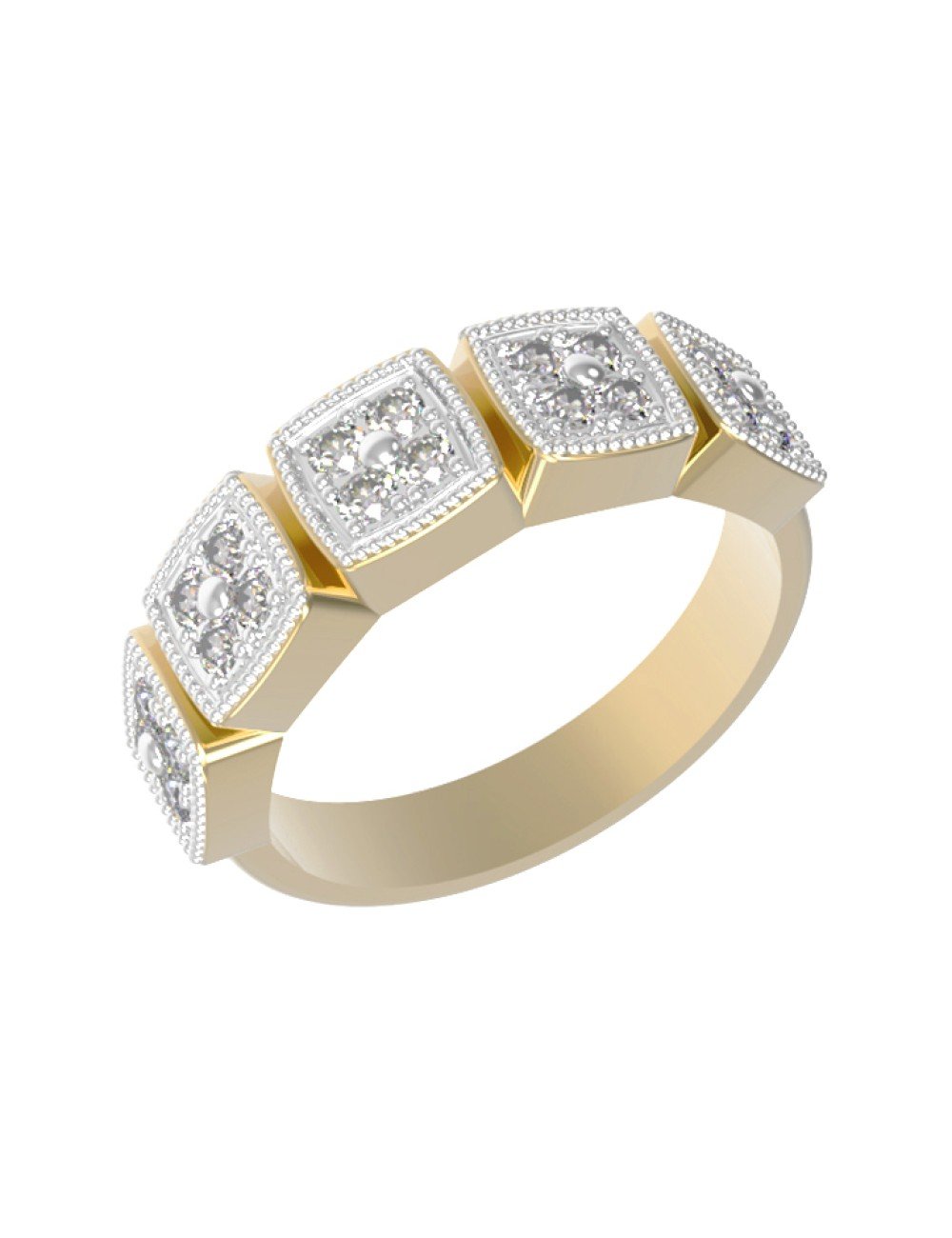 Кольцо из лимонного золота c бриллиантами