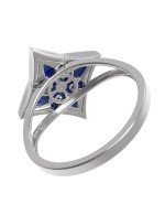 Кольцо из белого золота c бриллиантами и лазуритом