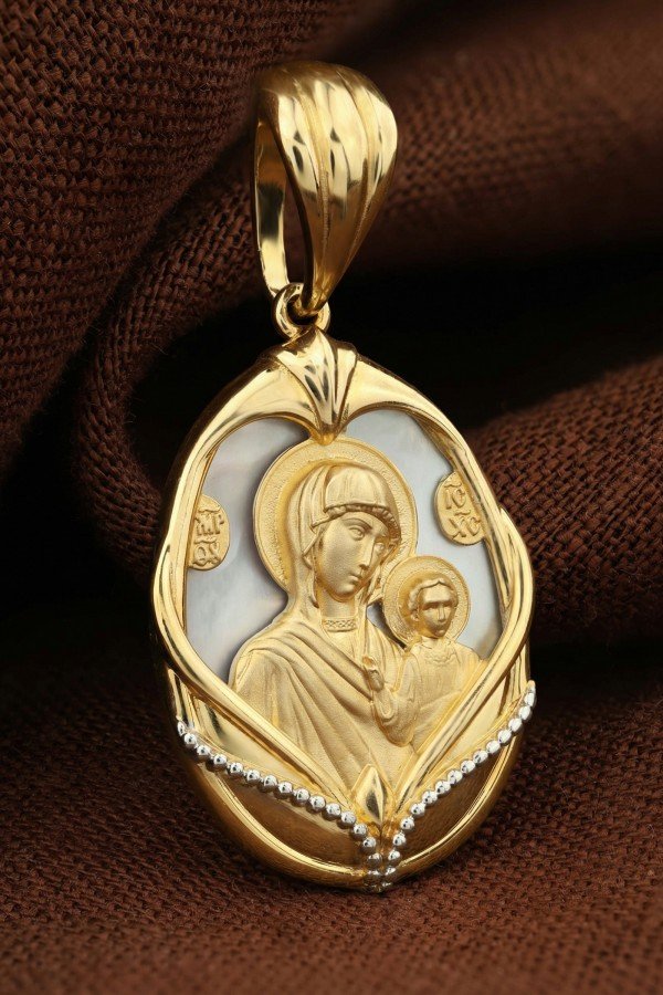 Образок из лимонного золота c перламутром