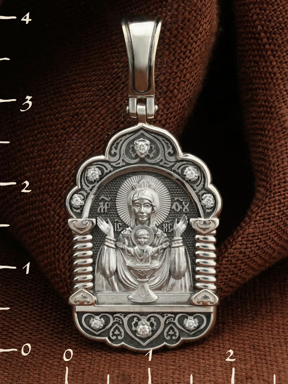 Нательная икона из белого золота 585 пробы c бриллиантами