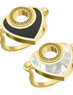 Кольцо из лимонного золота c ониксом и перламутром