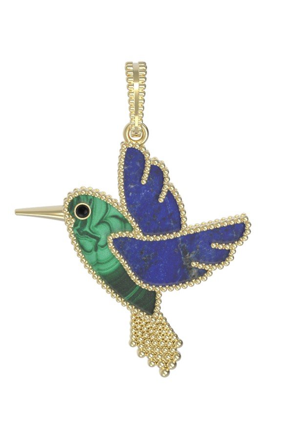 Подвеска из лимонного золота c эмалью, лазуритом и малахитом