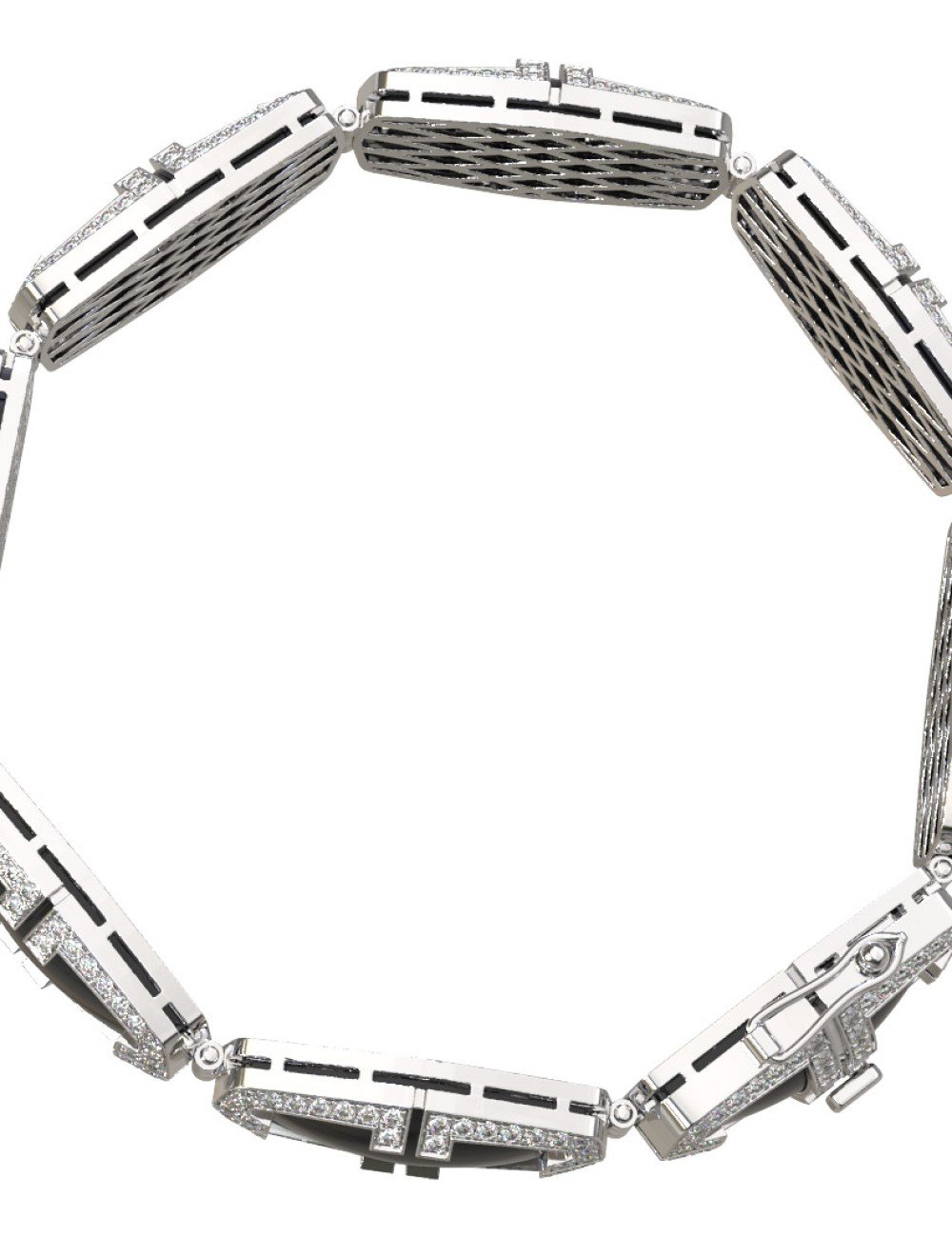 Браслет из белого золота c бриллиантами, рубином и ониксом