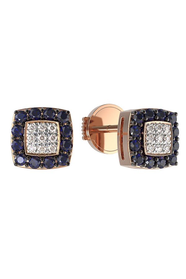 Серьги из золота c бриллиантами и сапфиром