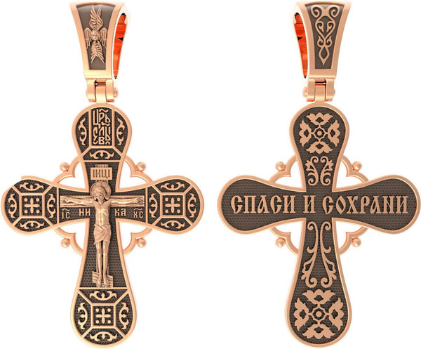 Крест из красного золота 585 пробы