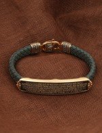 Браслет из золота c кожаным шнурком