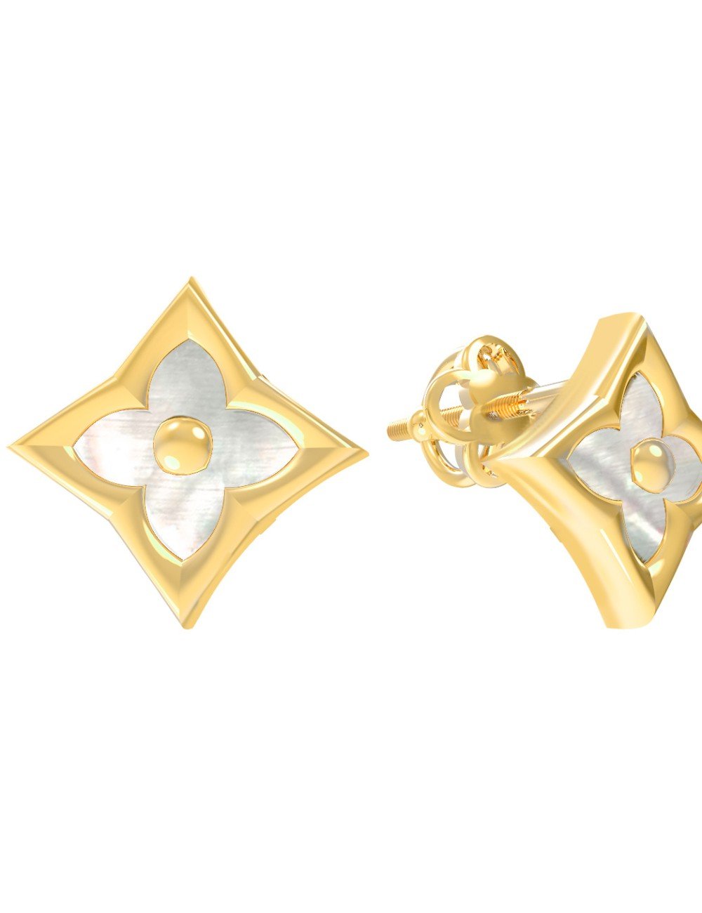 Серьги из лимонного золота c перламутром