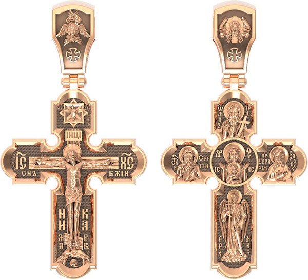 Крест из красного золота 585 пробы